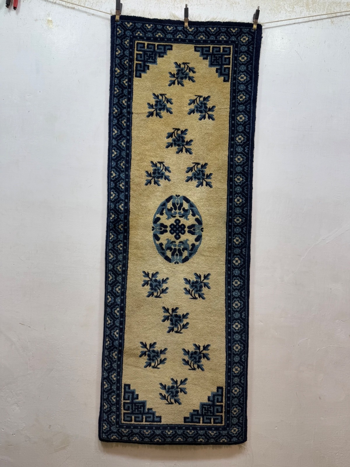 Vintage Fabulous Hand Knotted Baotou Wool Runner Hallway Corridor Rug Carpet Vintage Fabulous Hand Knotted Baotou Wool Runner Hallway Corridor Rug Carpet