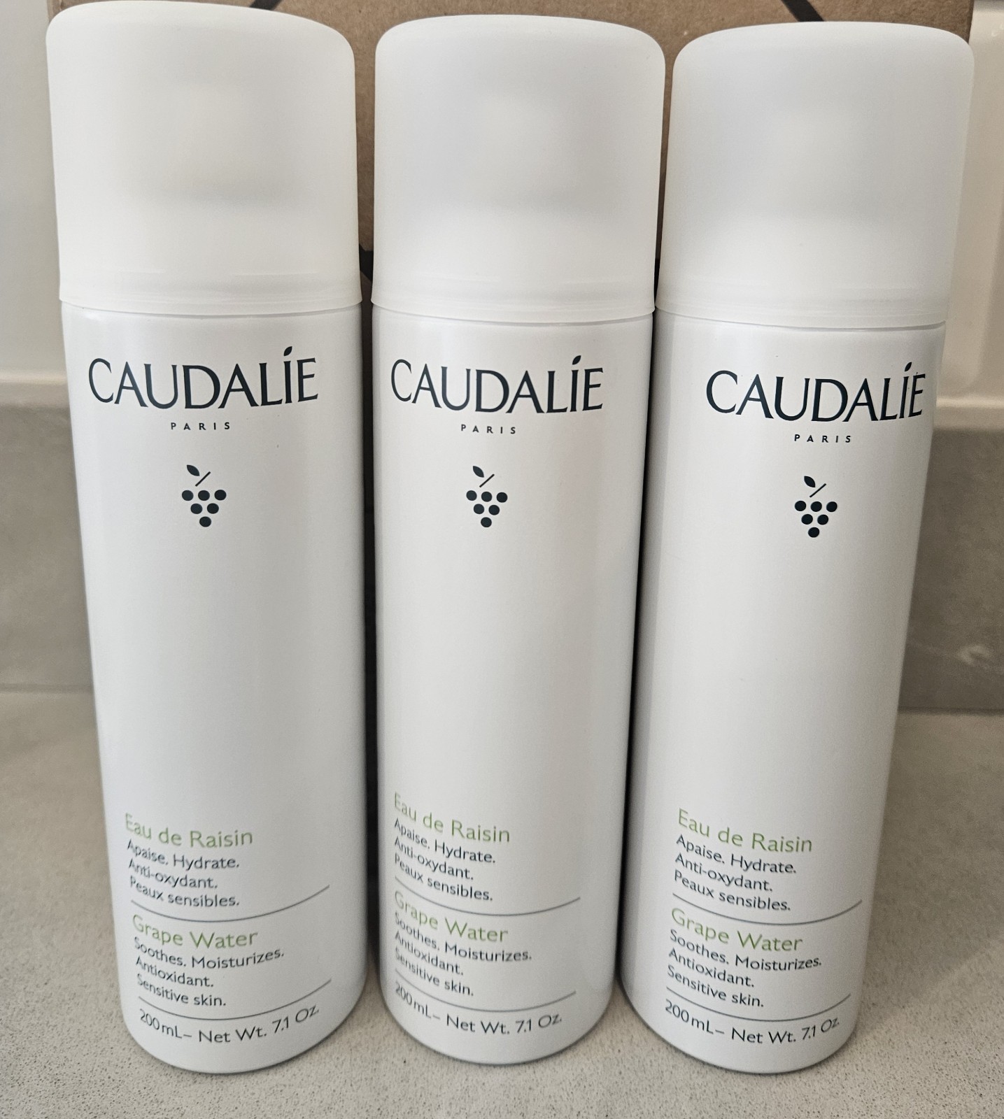 (3) Caudalie Grape Water Sensitive Skin Face Moisturizer 7.1oz
