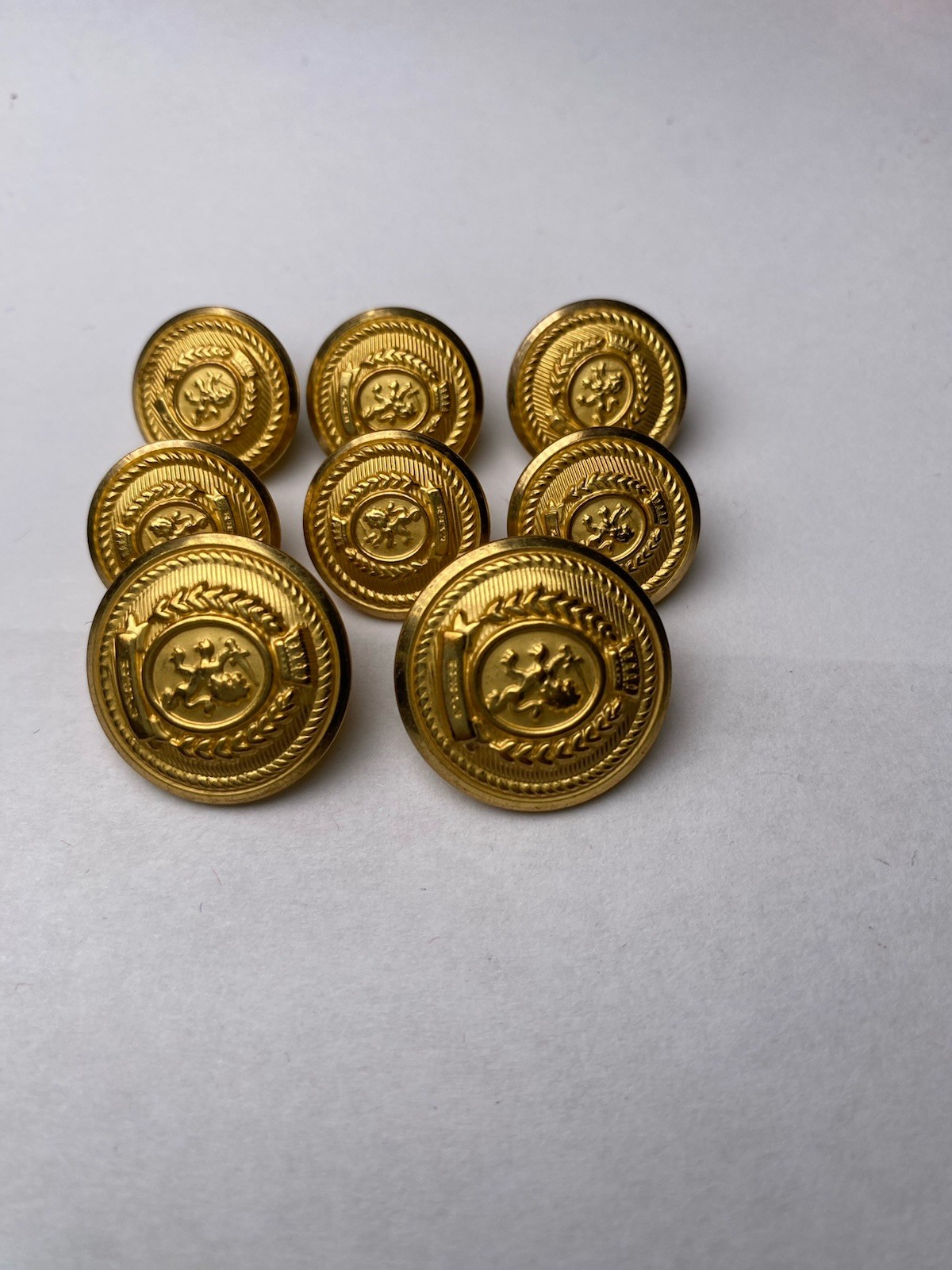 VINTAGE English Crown Crest Gold Brass Set 15mm, 20mm Blazer Replacement Buttons VINTAGE English Crown Crest Gold Brass Set 15mm, 20mm Blazer Replacement Buttons