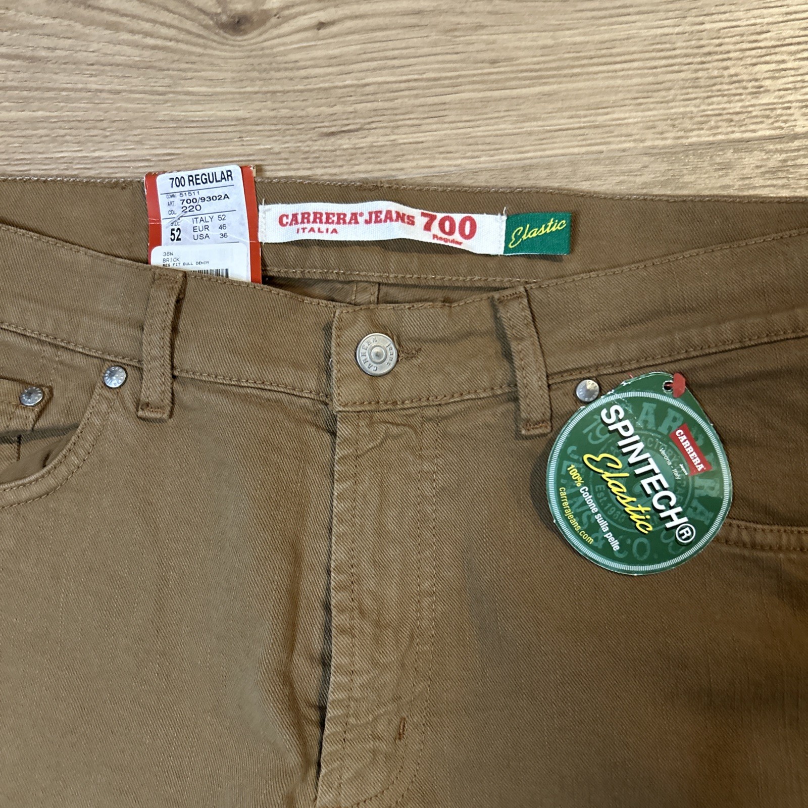 CARRERA Mens 700 Straight Jeans IT 50 Large W36 L32Beige Cotton
