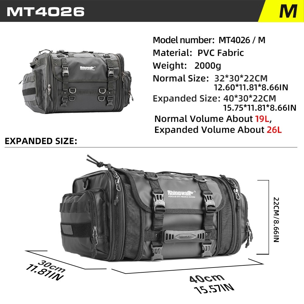 Rhinowalk Motorcycle Rear Tail Bag Waterproof 19L-80L Expandable Travel Luggage Rhinowalk Motorcycle Rear Tail Bag Waterproof 19L-80L Expandable Travel Luggage