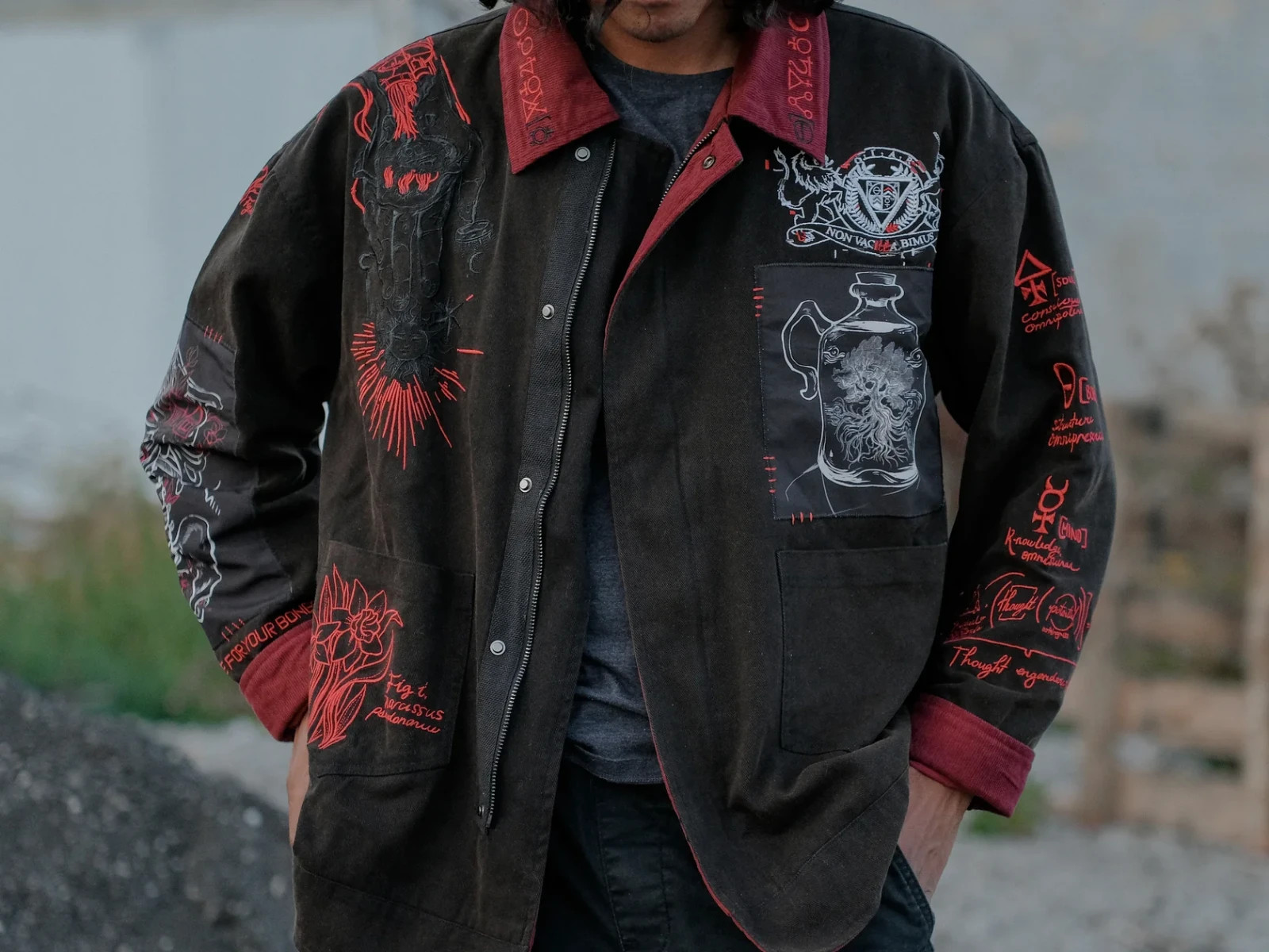 Knock Thrice Taking Notes - Washed Cotton Patch Jacket - 3XL/4XL