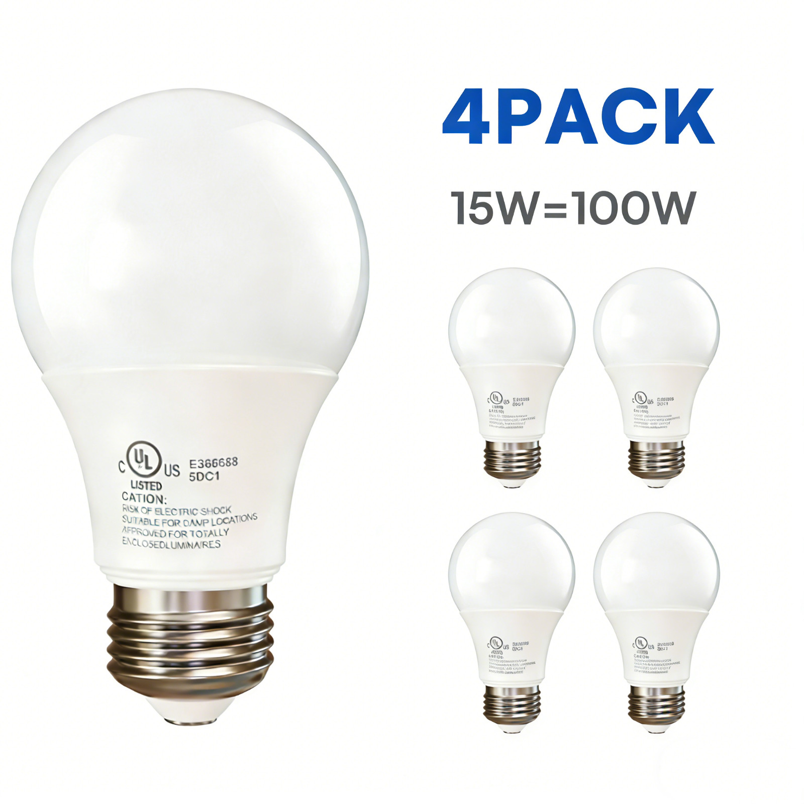 4/6/12/24Pack A19 LED Bulbs 15W 100W Equivalent Daylight 5000K, E26 Base 120V 4/6/12/24Pack A19 LED Bulbs 15W 100W Equivalent Daylight 5000K, E26 Base 120V