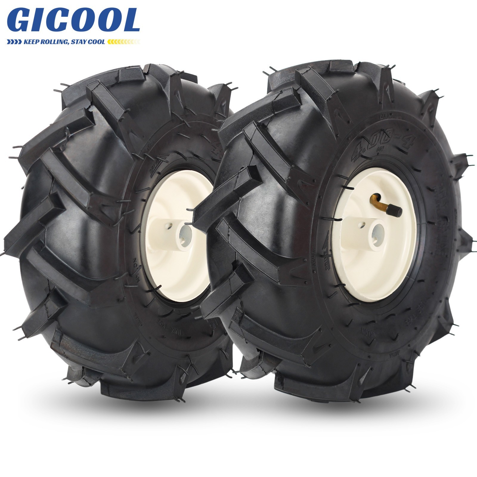 GICOOL 2-Pack 11 x 4.00-4 Tiller Tire & Wheel for Craftsman & Troy-Bilt Tiller