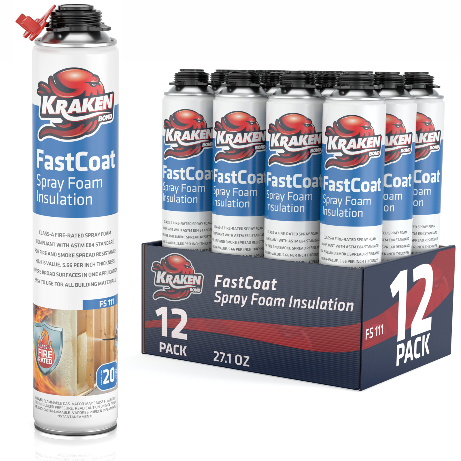 Kraken Spray Foam Insulation Closed Cell Fire Rated 240 Board Feet 27.1 oz 12 Pk