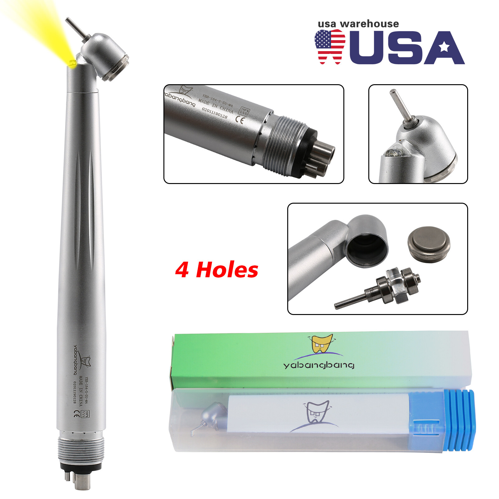 NSK Style Dental 45 Degree Surgical High Speed Handpiece Push Button (LED) 4Hole