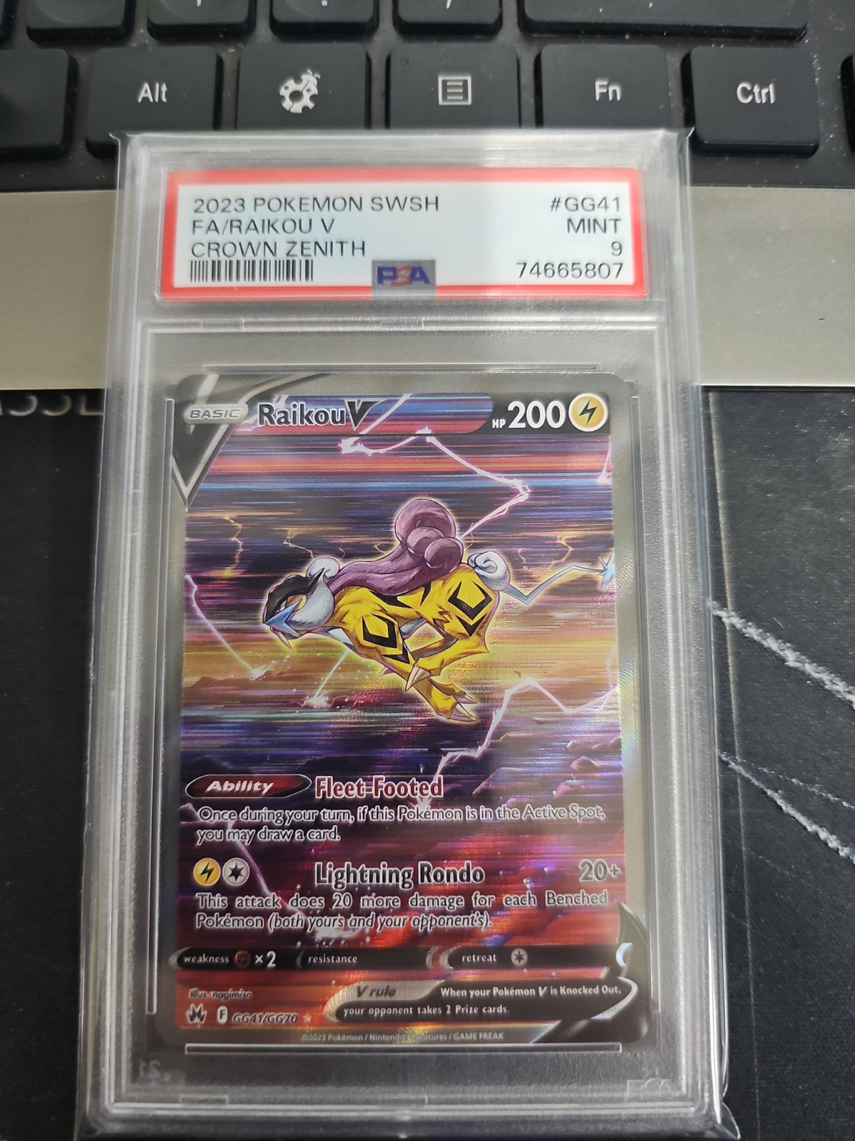 2023 POKEMON SWORD & SHIELD CROWN ZENITH #GG41 FULL ART/RAIKOU V PSA 9