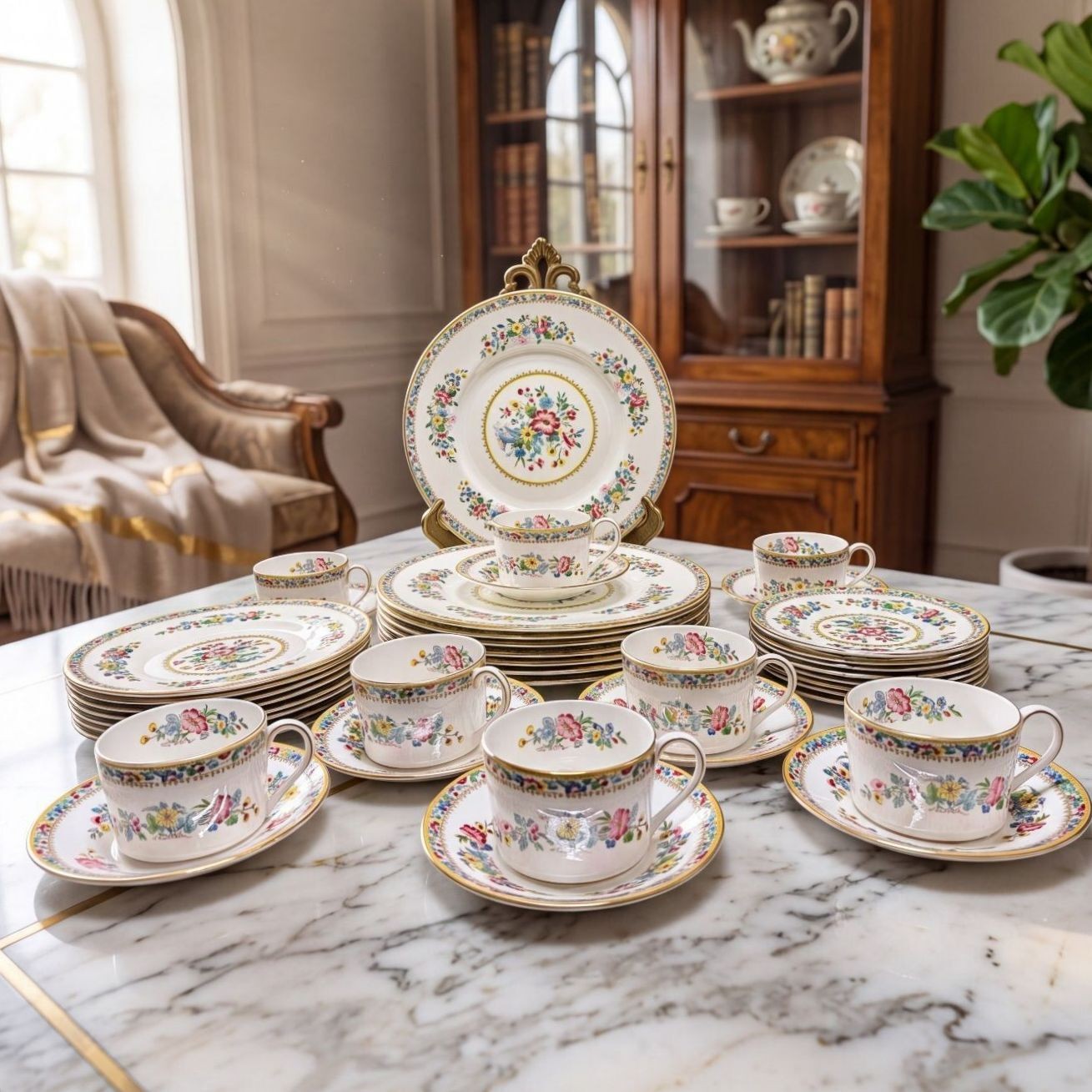 Vintage Coalport Ming Rose Bone China Dinnerware Set Service for 8 England 40 Pc