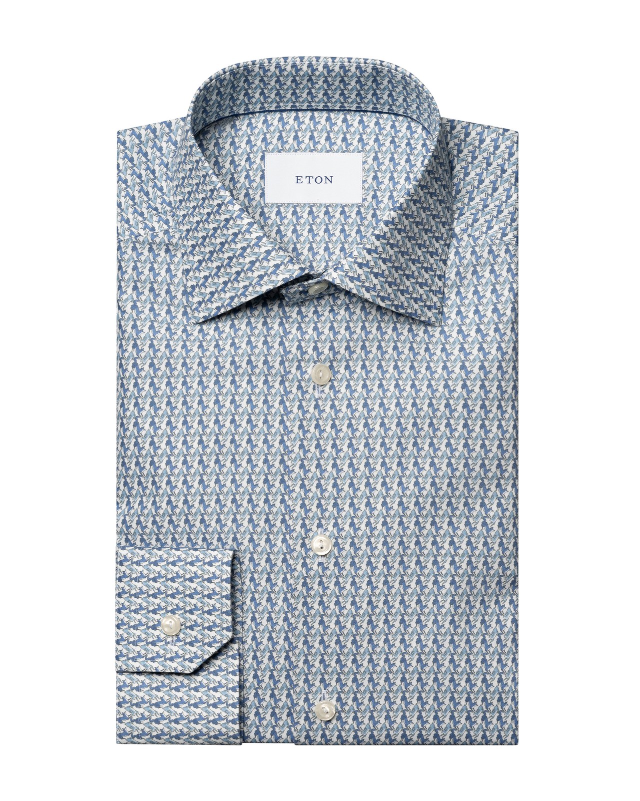 NWT ETON DRESS SHIRT white blue cotton poplin luxury Sweden 42 16 1/2 slim