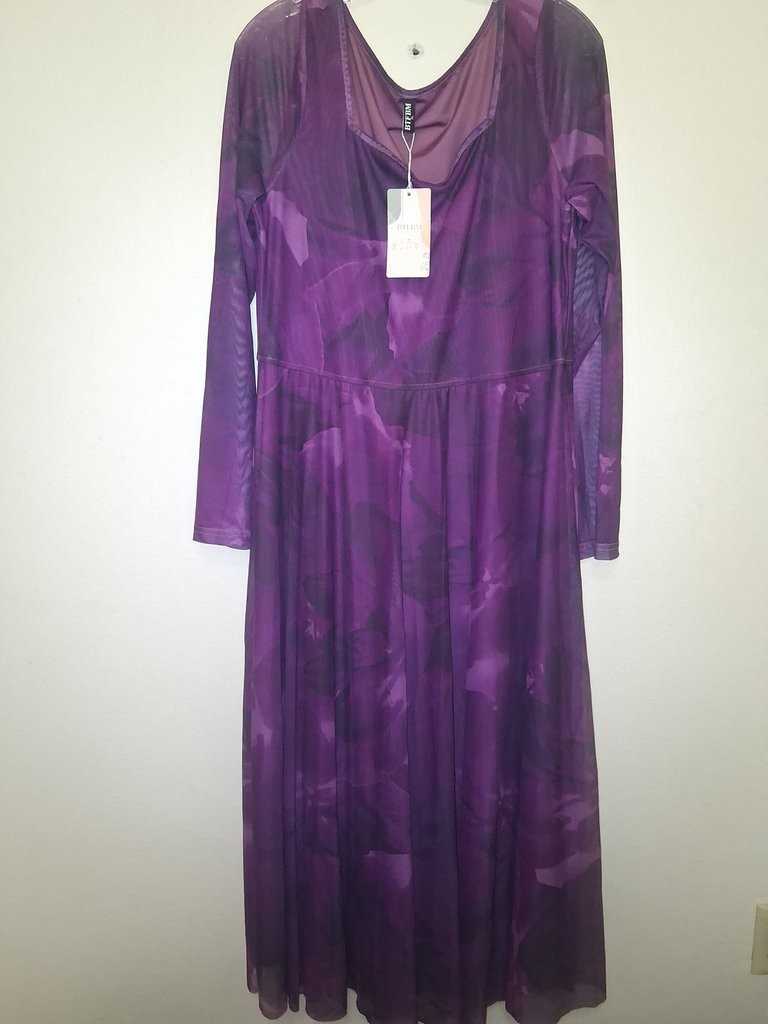 BTBFM Purple Long Sleeve Mesh Dress - XL BTBFM Purple Long Sleeve Mesh Dress - XL