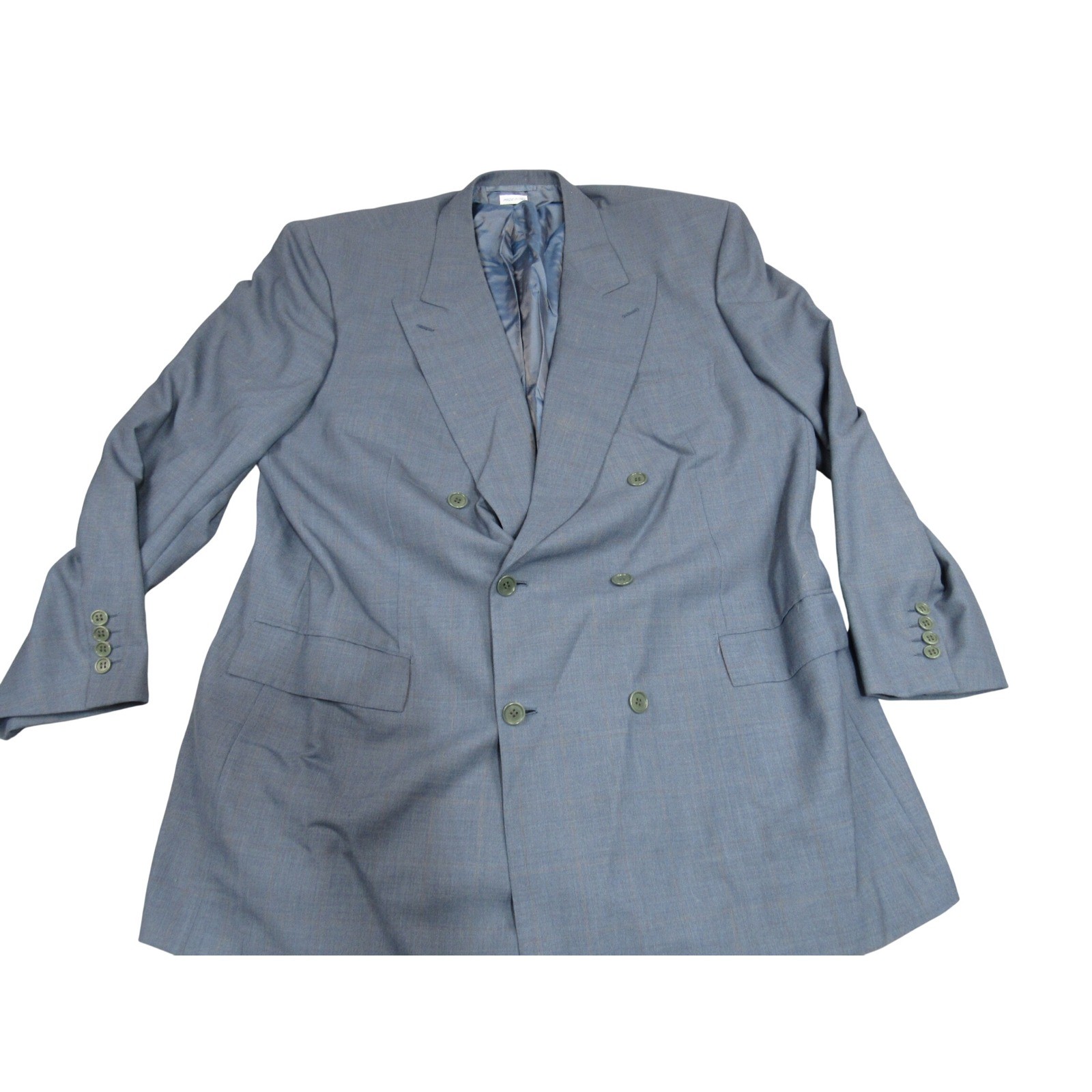 Brioni Flaminio Blue Windowpane Double Breasted Blazer Wool Jacket Mens 48R