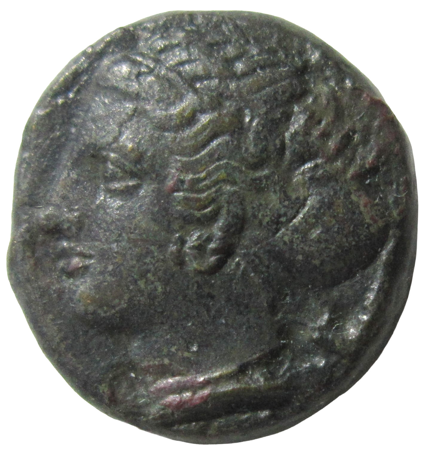 SICILY, SYRACUSE. AE HEMILITRON, SECOND DEMOCRACY, C.415-405 BC. ARETHUSA/WHEEL.