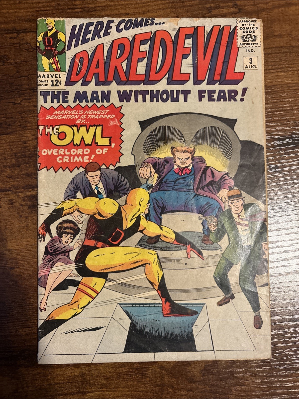 Daredevil #3 First Appearance Of The Owl Stan Lee Marvel 1964 Silver Age Daredevil #3 First Appearance Of The Owl Stan Lee Marvel 1964 Silver Age