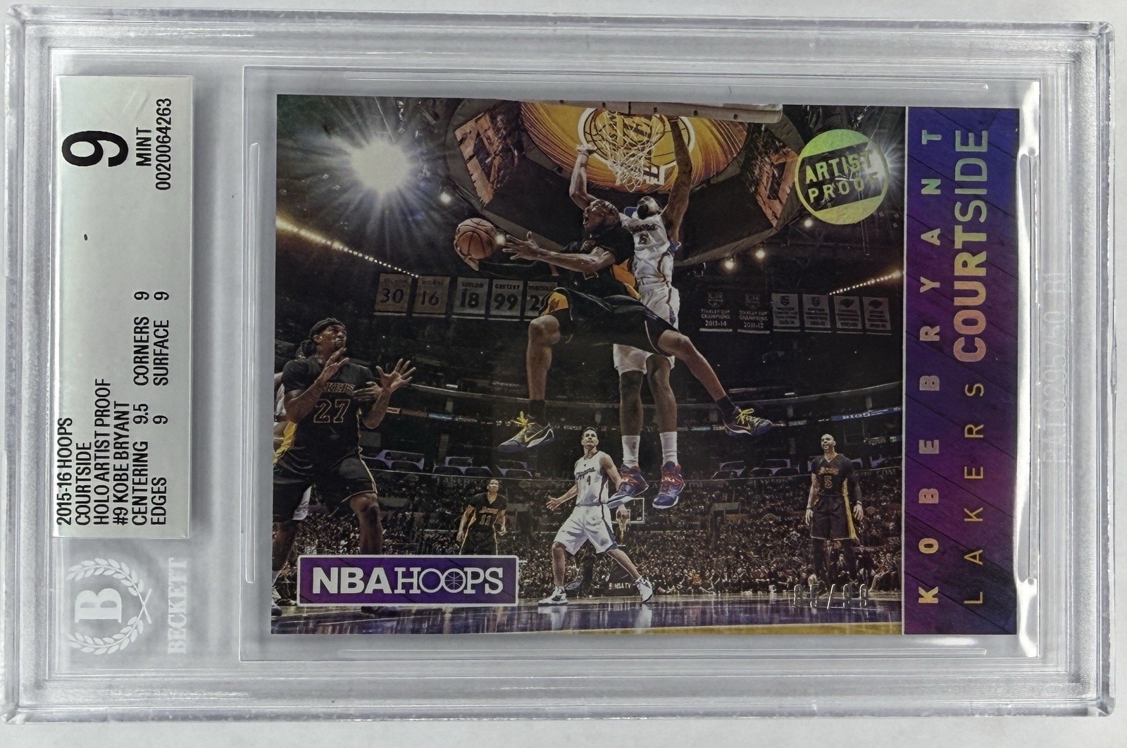 2015-16 Panini NBA Hoops - Courtside Kobe Bryant #9 Holo Artist Proof /99 2015-16 Panini NBA Hoops - Courtside Kobe Bryant #9 Holo Artist Proof /99