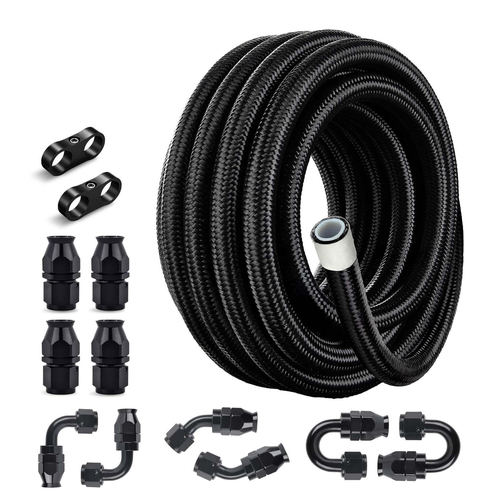 EVIL ENERGY 6AN PTFE Fuel Line Kit,E85 Nylon Braided Hose 6AN, Black EVIL ENERGY 6AN PTFE Fuel Line Kit,E85 Nylon Braided Hose 6AN, Black