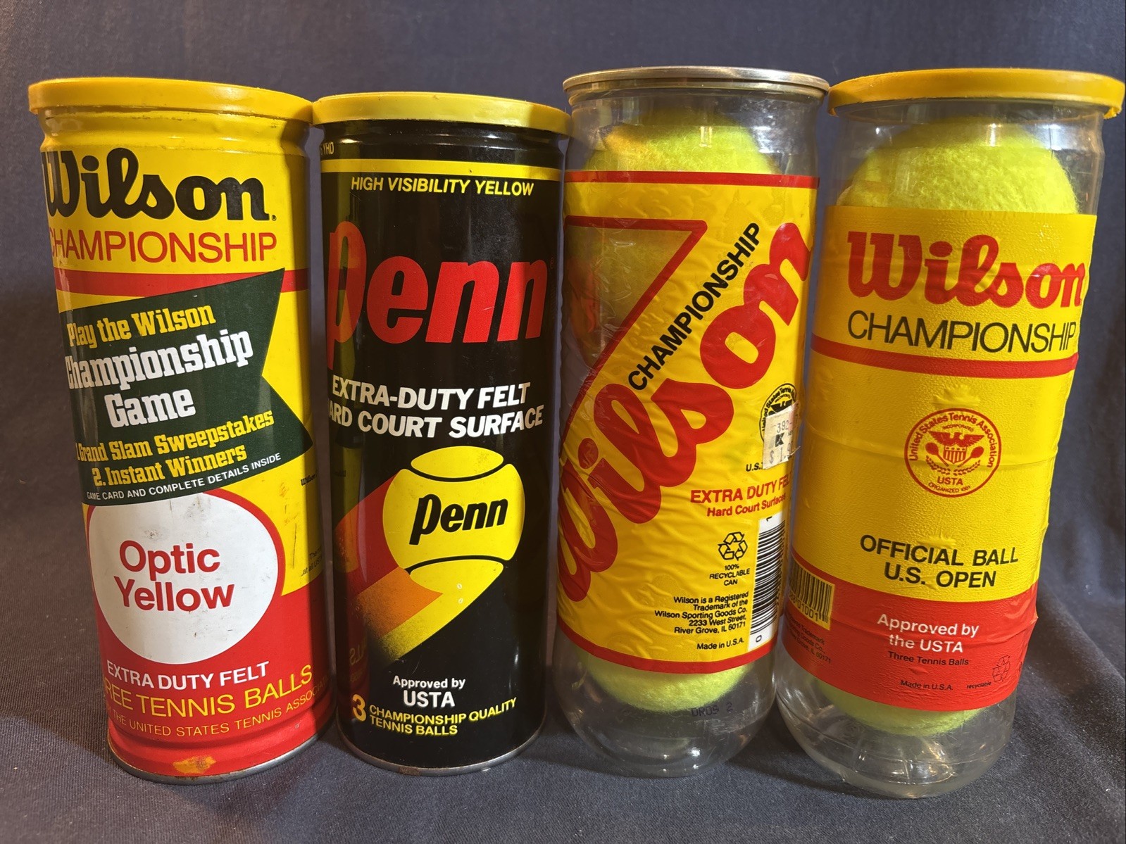 Vintage Tennis Ball Lot 4 3 Factory Sealed Metal & Plastic Wilson Penn 70s 80s