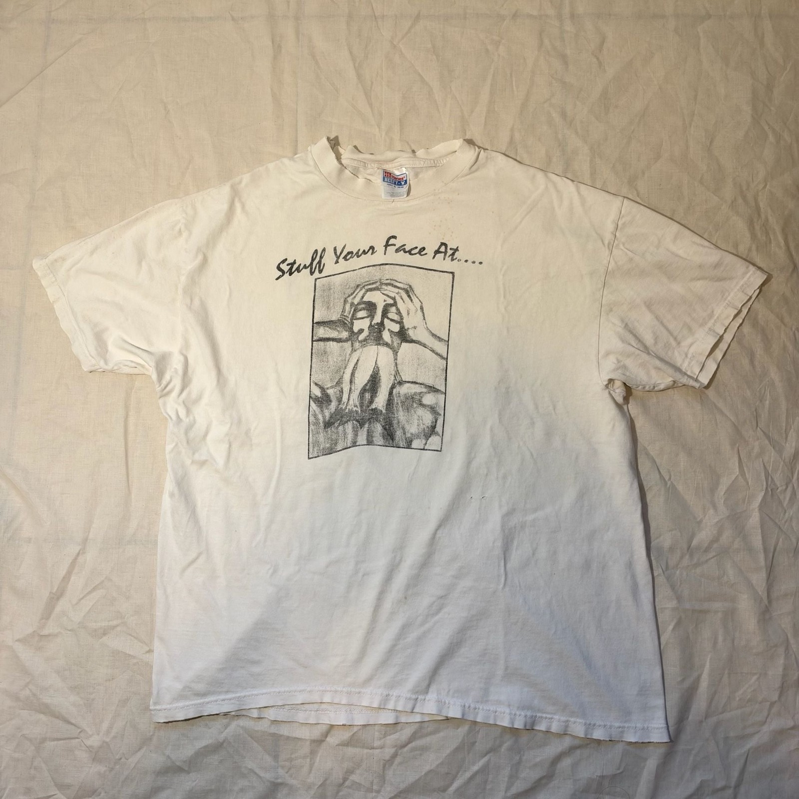 Hanes Vintage Stuff Your Face At Dockside Dave’s Bar and Grill Graphic T-Shirt Hanes Vintage Stuff Your Face At Dockside Dave’s Bar and Grill Graphic T-Shirt