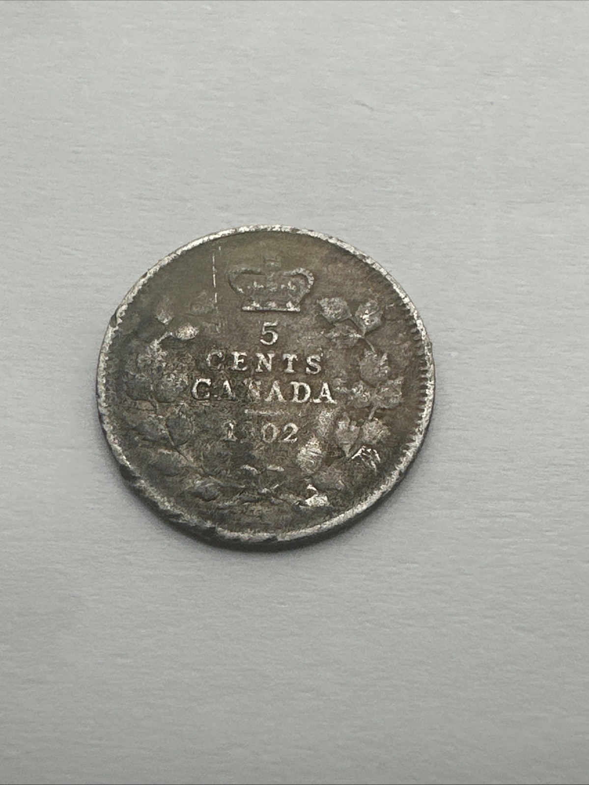 1902-H Canada 5 Cents Silver Coin King Edward VII Heaton Mint Fishscale Variety