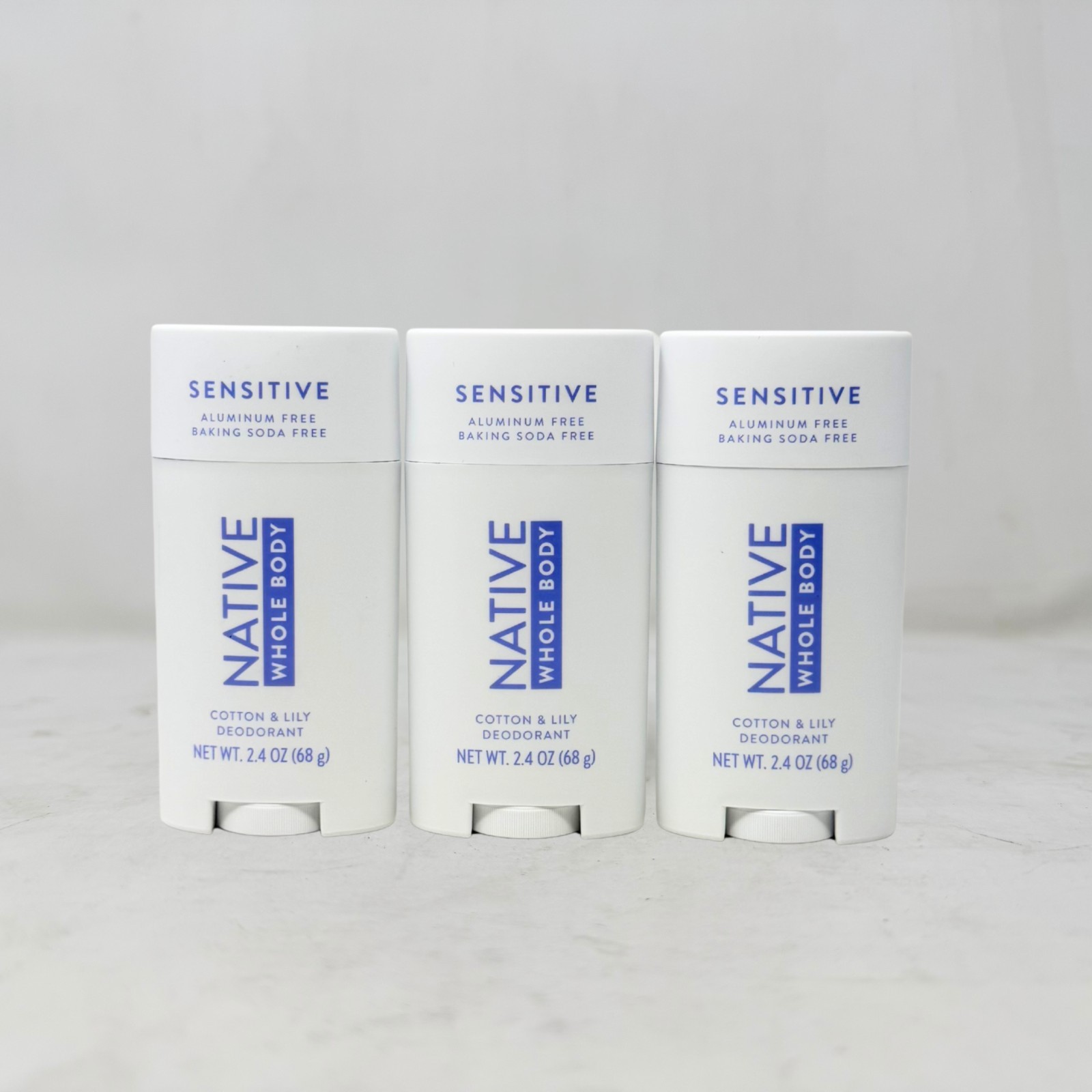3 Pack - Native Whole Body Deodorant Stick, Aluminum Free, Cotton & Lily, 2.4oz 3 Pack - Native Whole Body Deodorant Stick, Aluminum Free, Cotton & Lily, 2.4oz