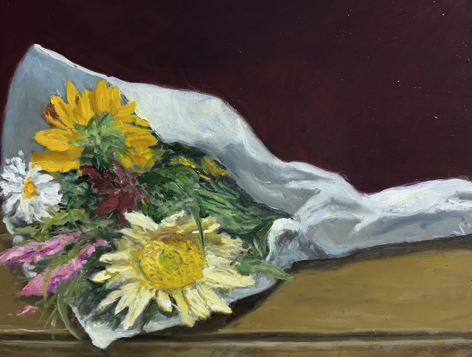 Flowers on Table - Original Oil Painting Flowers on Table - Original Oil Painting