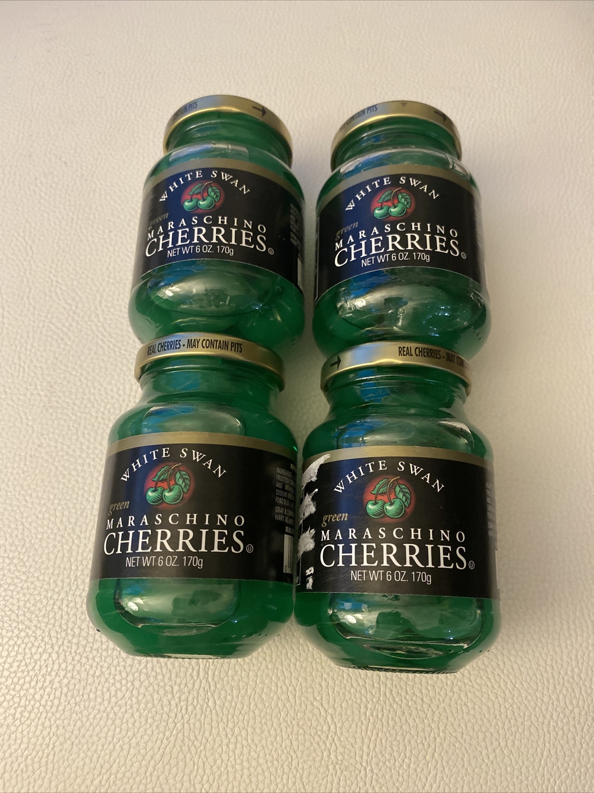 4 JARS Green Maraschino Cherries 6 oz jar