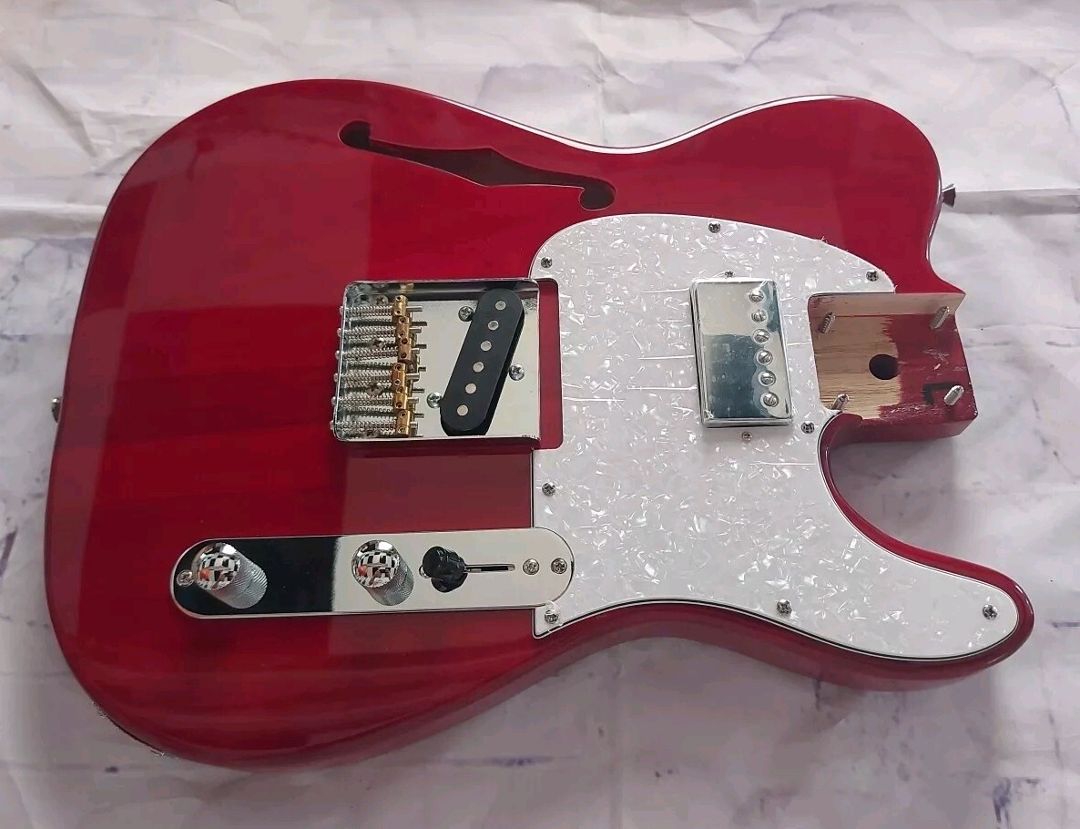 NEW LOADED Thinline TELE BODY Telecaster CANDY APPLE RED WHT PEARL PICKGUARD