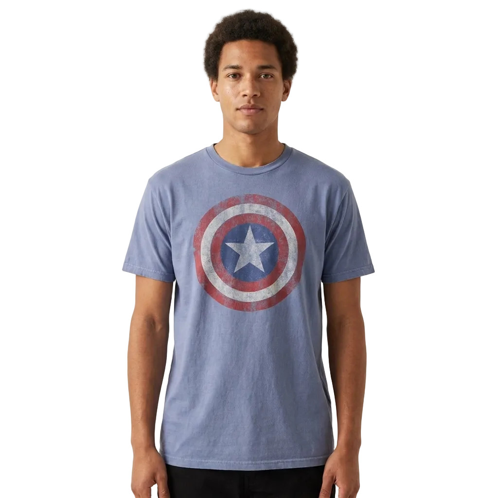 Men\'s Marvel Comics Captain America Distressed Shield Graphic Tee T-Shirt