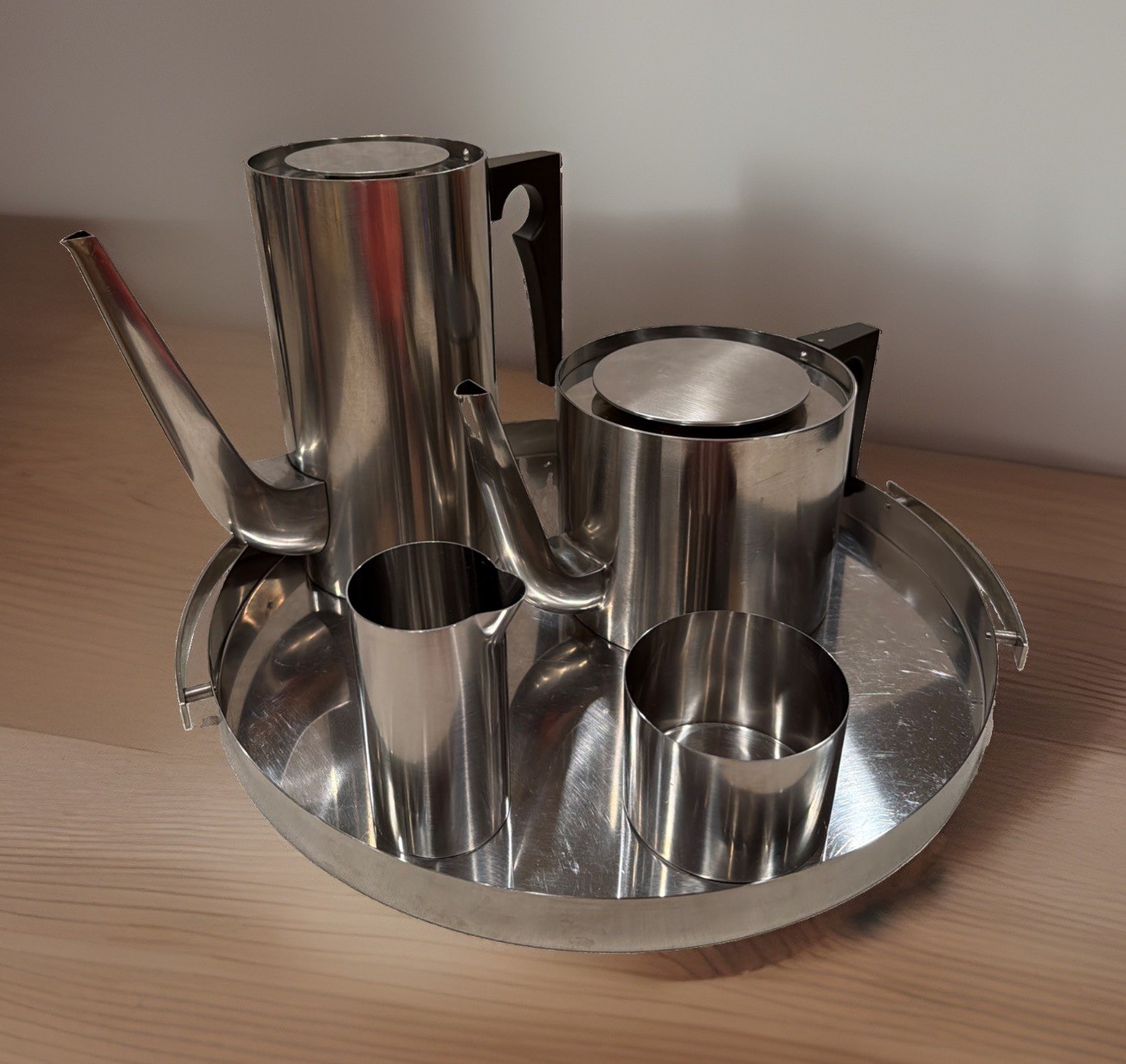 MCM Arne Jacobsen Stelton Cylinda Stainless Coffee Pot/Teapot/Creamer/Sugar/Tray