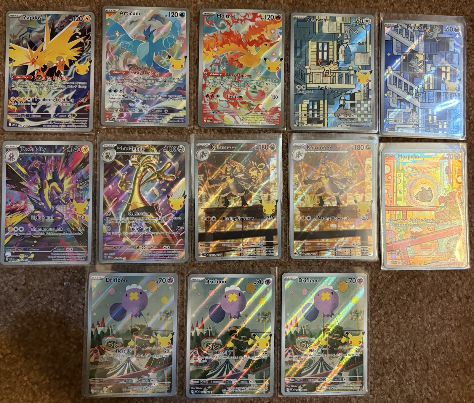 Pokémon 30th Celebration IR Card Lot Of 13 Morpeko, Moltres Zapdos Articuno Etc