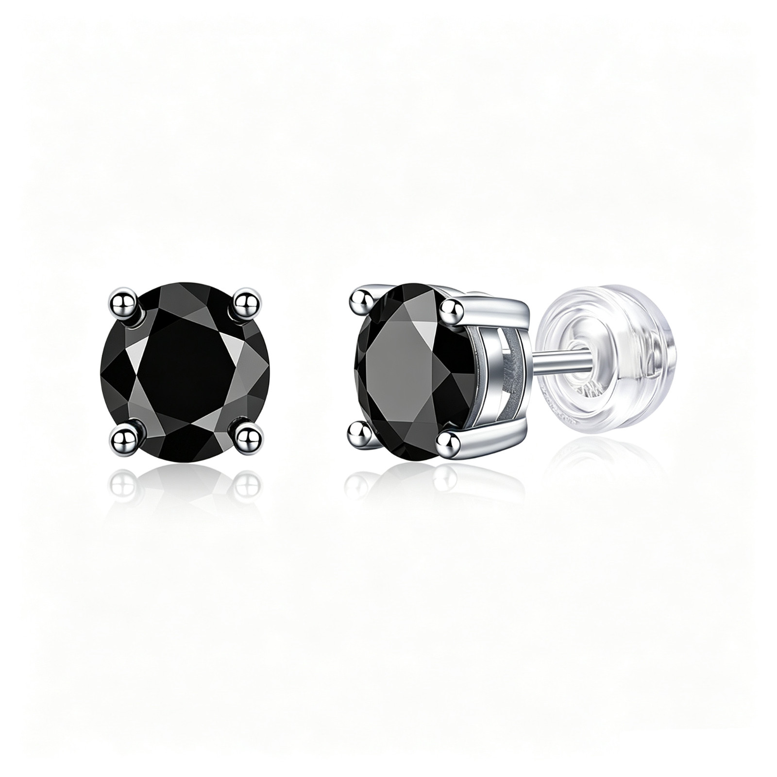 0.5Ct Oval Cut Black Moissanite 925 Solitaire Stud Earrings GRA Certified