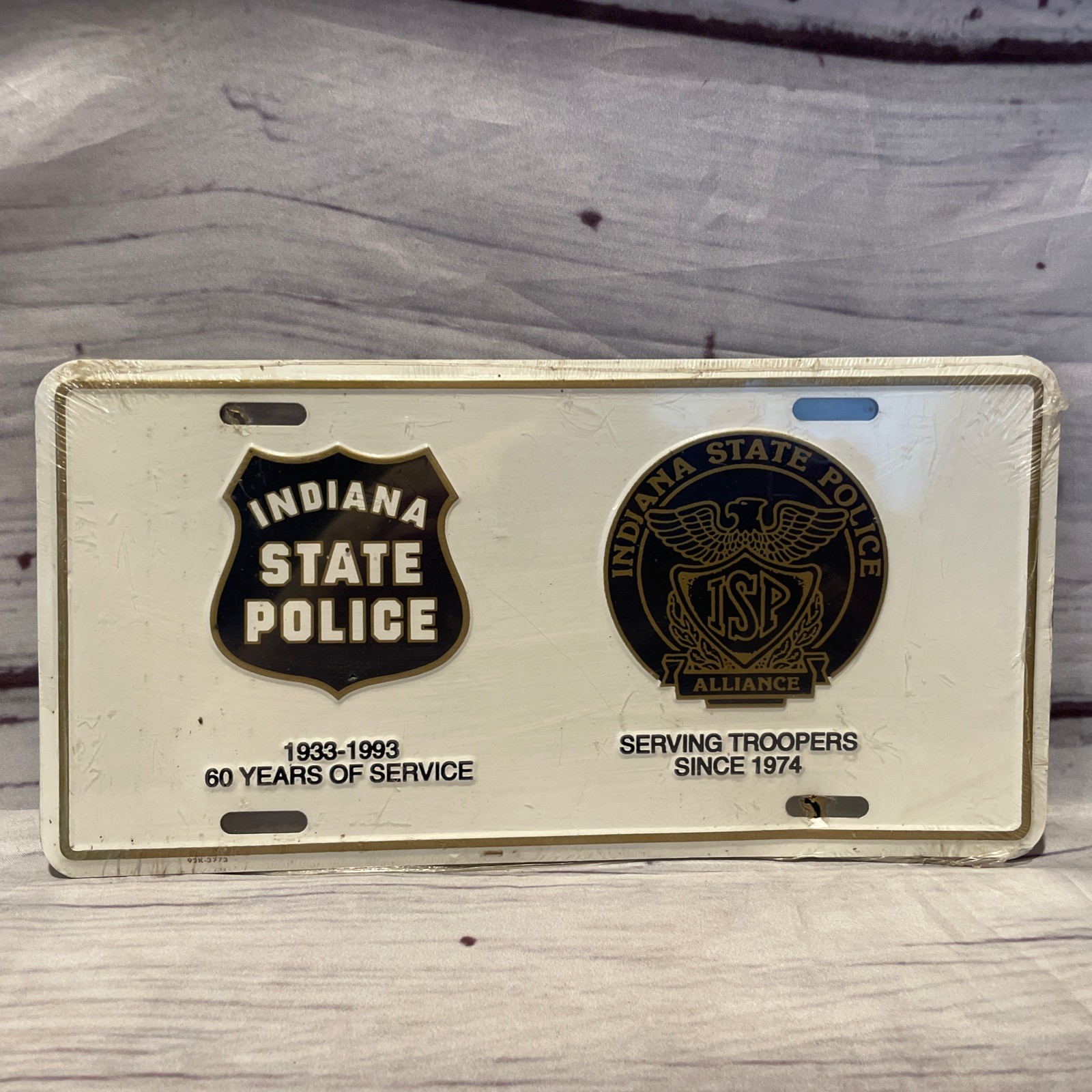 Vintage INDIANA STATE POLICE Booster License Plate 