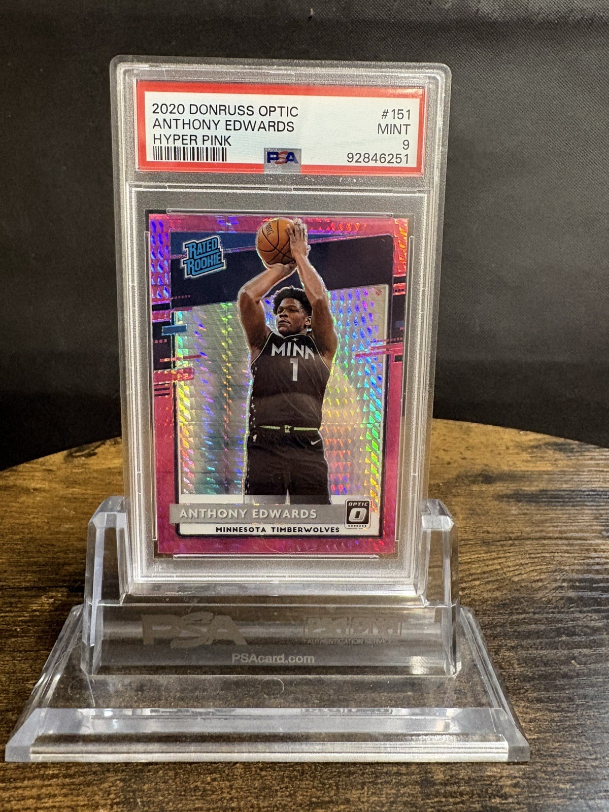 2020-21 Panini Donruss Optic Anthony Edwards Pink Hyper Prizm #151 PSA 9 2020-21 Panini Donruss Optic Anthony Edwards Pink Hyper Prizm #151 PSA 9