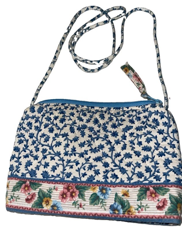 Cute Vintage Sarah Bradley Purse blue with Flowers 