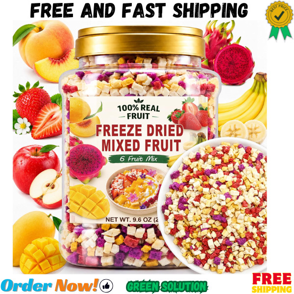 9.6 Oz Freeze Dried Mixed Fruit Pieces for Snacking & Baking