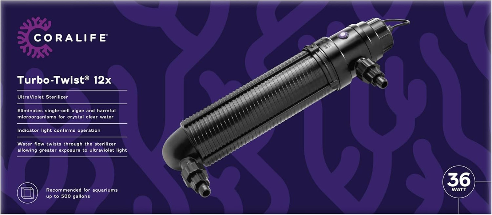 Aquarium Fish Tank Marine Salt Water Turbo-Twist UV Sterilizer 12X, for up to 50 Aquarium Fish Tank Marine Salt Water Turbo-Twist UV Sterilizer 12X, for up to 50