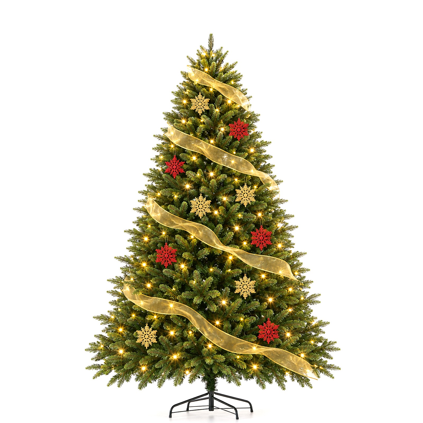 5.9ft 6.9ft Pre-Lit Artificial Christmas Tree LED Lights 8 Modes PE PVC Stand