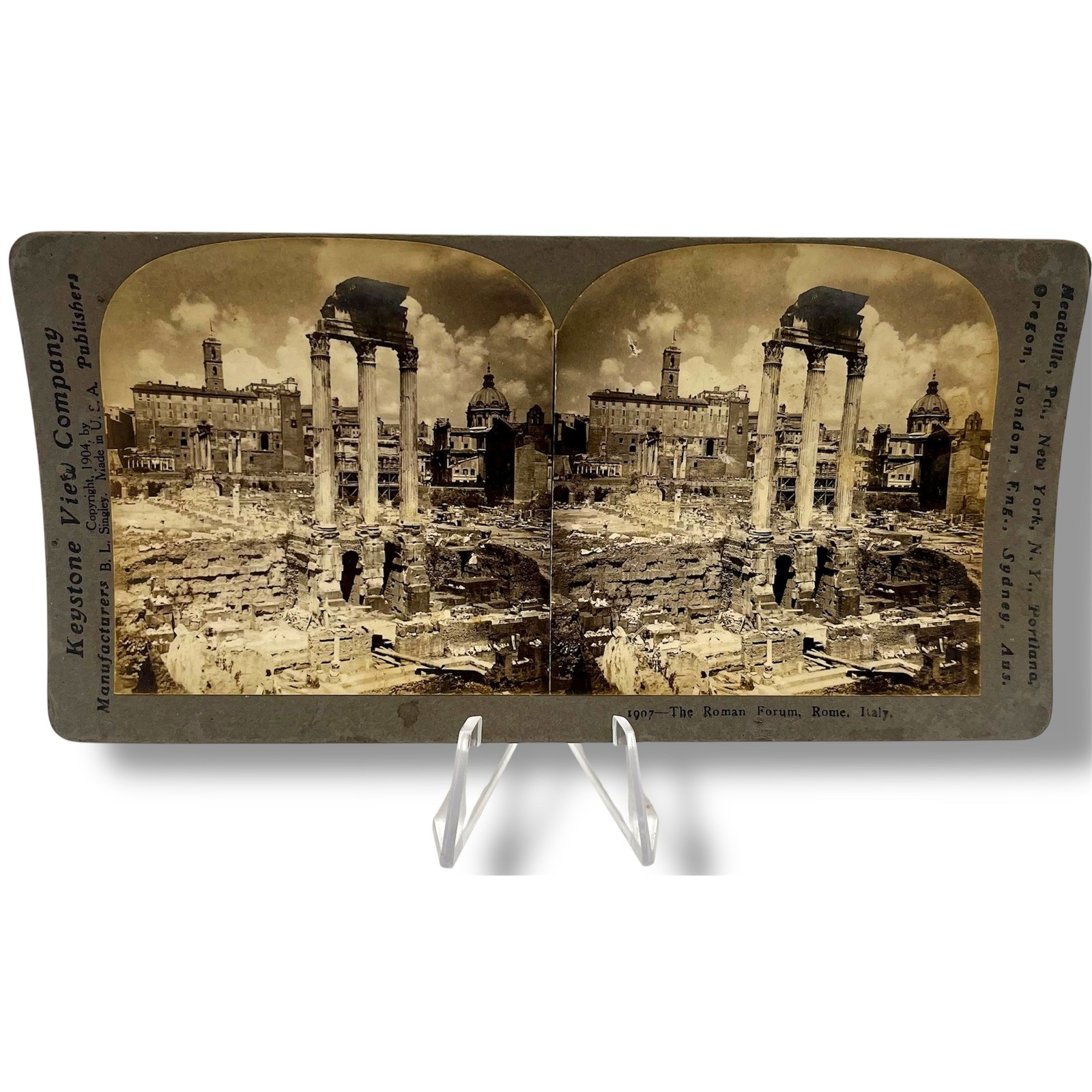 Keystone View Stereograph The Roman Forum Rome Italy 1907 Antique Vintage