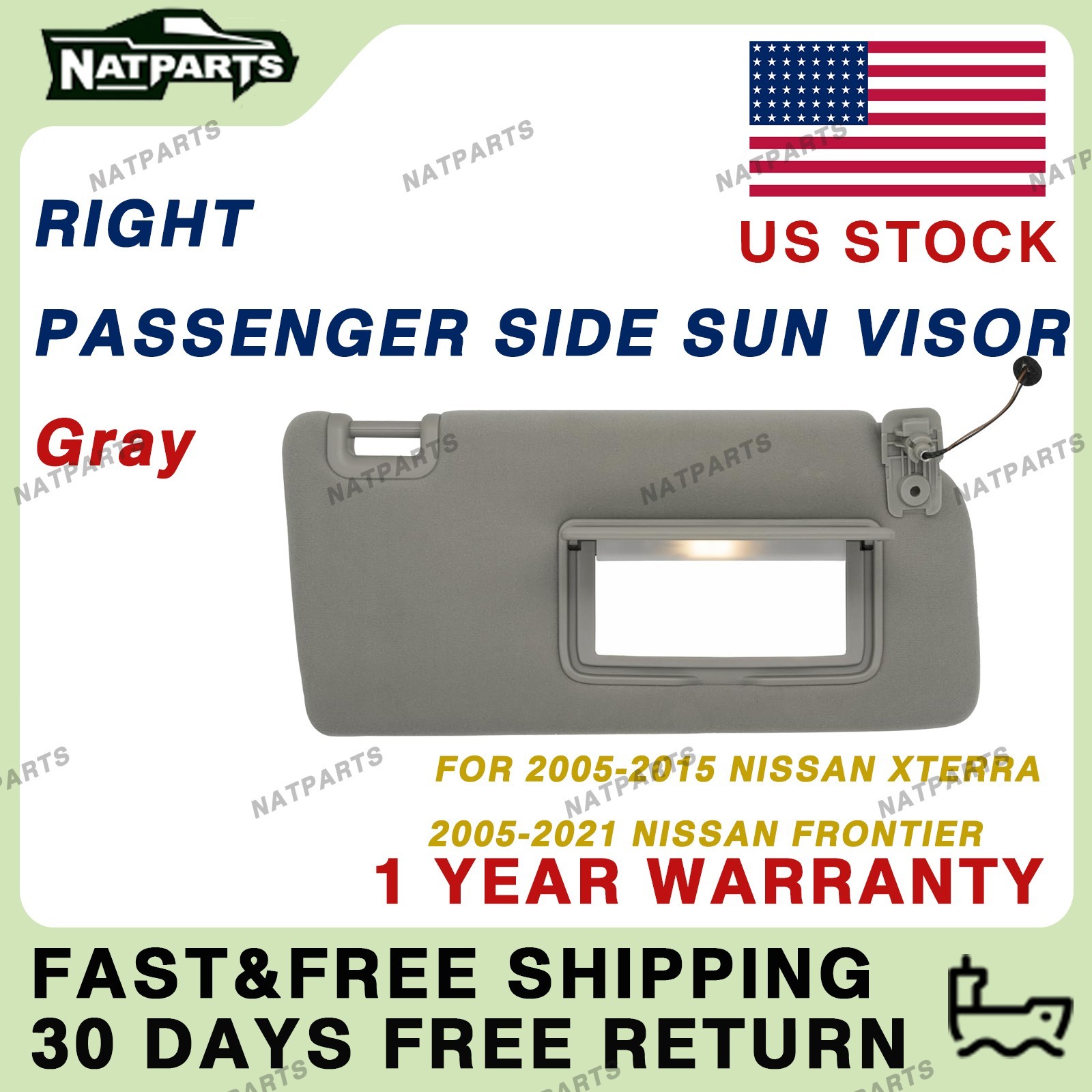 Right Passenger Sun Visor for Nissan 05-21Frontier 05-15Xterra 96400- EA002 Right Passenger Sun Visor for Nissan 05-21Frontier 05-15Xterra 96400- EA002
