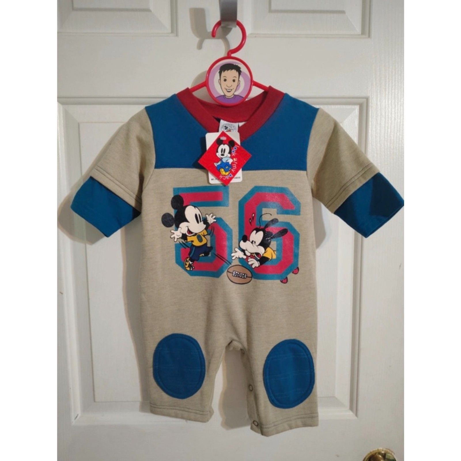 Vintage Deadstock Disney Baby Mickey Goofy Sports Football Romper NWT
