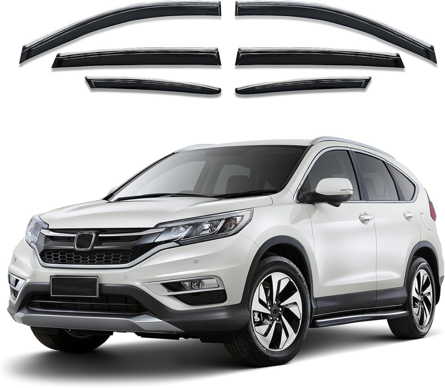 Shatterproof Out-Channel Window Deflectors for For CRV 12-16 6-Piece Chrome Shatterproof Out-Channel Window Deflectors for For CRV 12-16 6-Piece Chrome