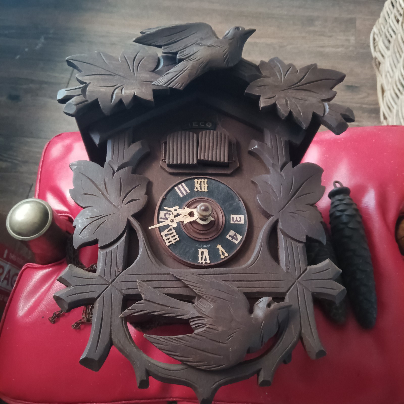 Vintage German Small Wooden Cuckoo Clock- RESTORE or PARTS Vintage German Small Wooden Cuckoo Clock- RESTORE or PARTS