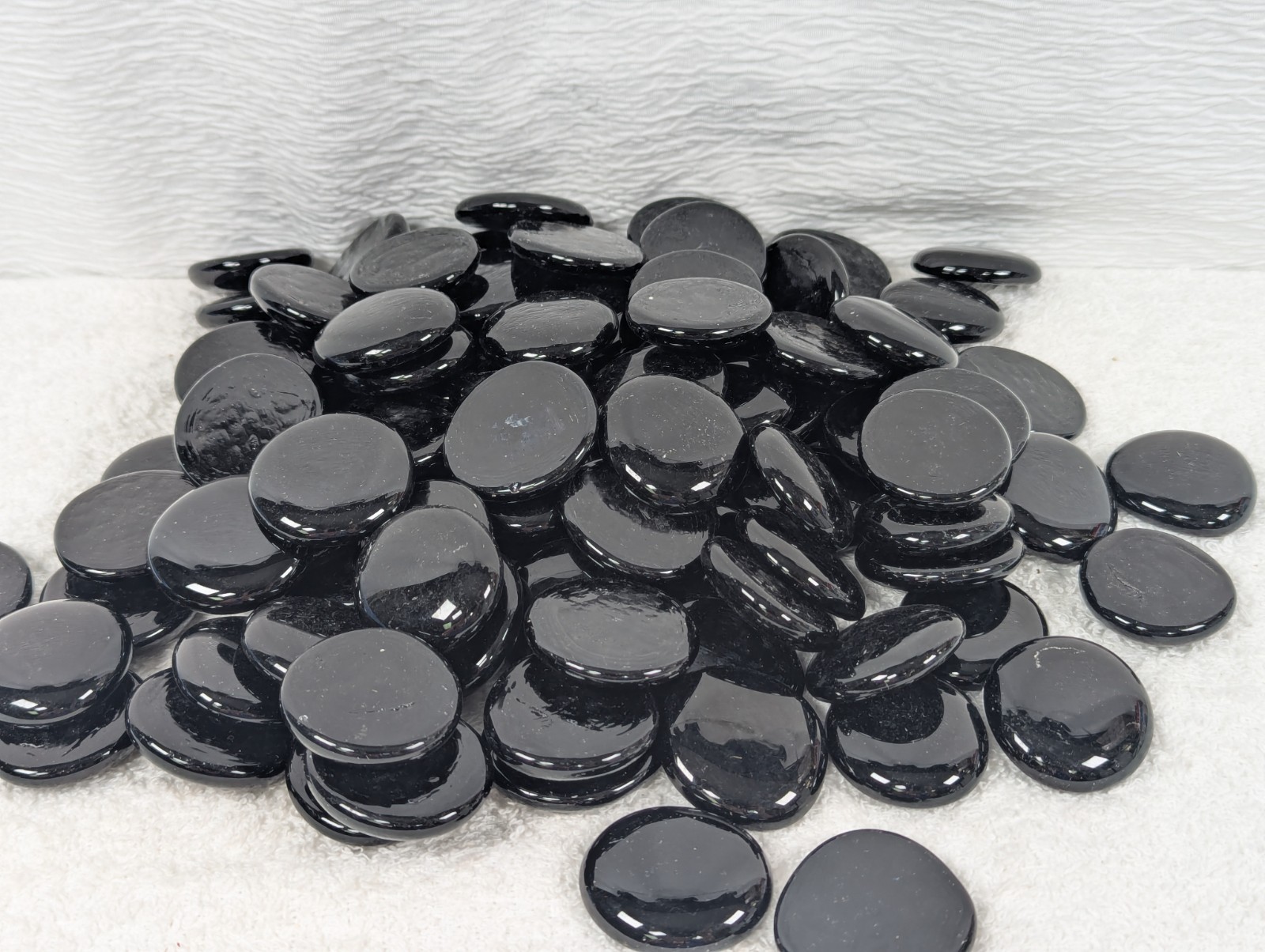 Mega Marbles - 4 lbs - 2KG / Jumbo Flat Glass Nuggets - Opal Black - #55609 Mega Marbles - 4 lbs - 2KG / Jumbo Flat Glass Nuggets - Opal Black - #55609