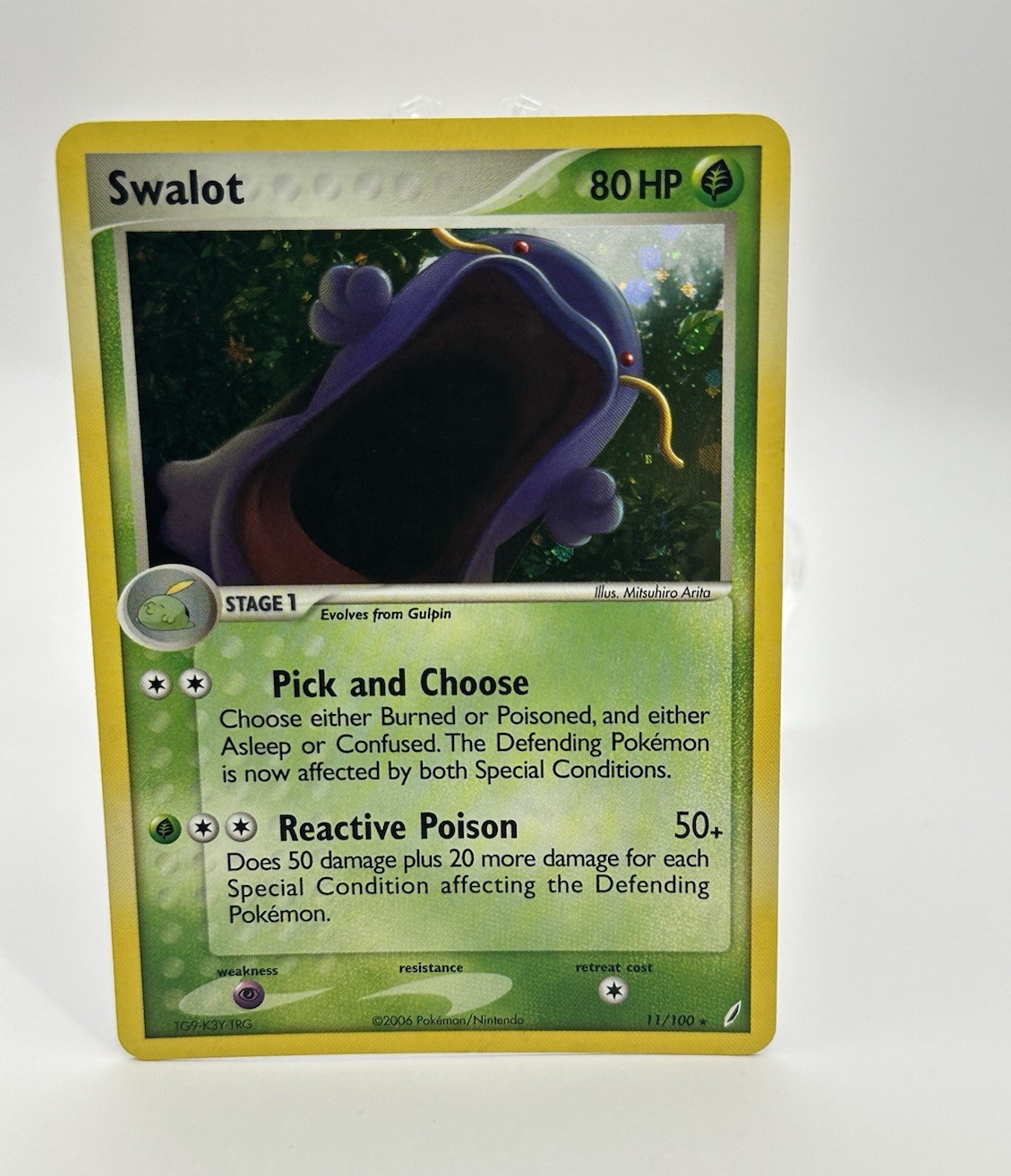 Pokemon TCG Swalot 11/100 EX Crystal Guardians Holo Rare EN 2006 80 HP - LP Pokemon TCG Swalot 11/100 EX Crystal Guardians Holo Rare EN 2006 80 HP - LP
