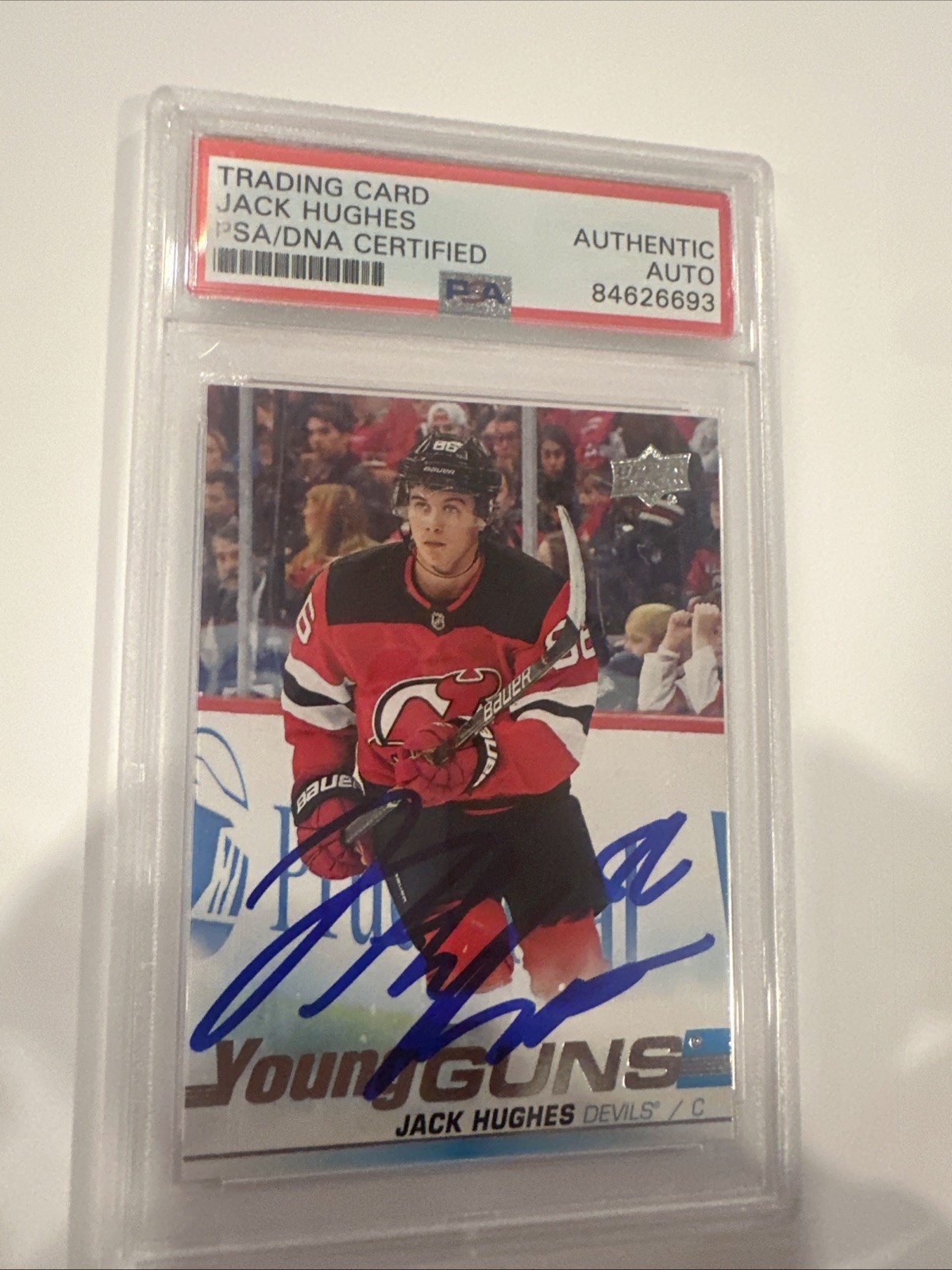 Jack Hughes Signed 2019/20 Upper Deck Young Guns Card #201 PSA/DNA