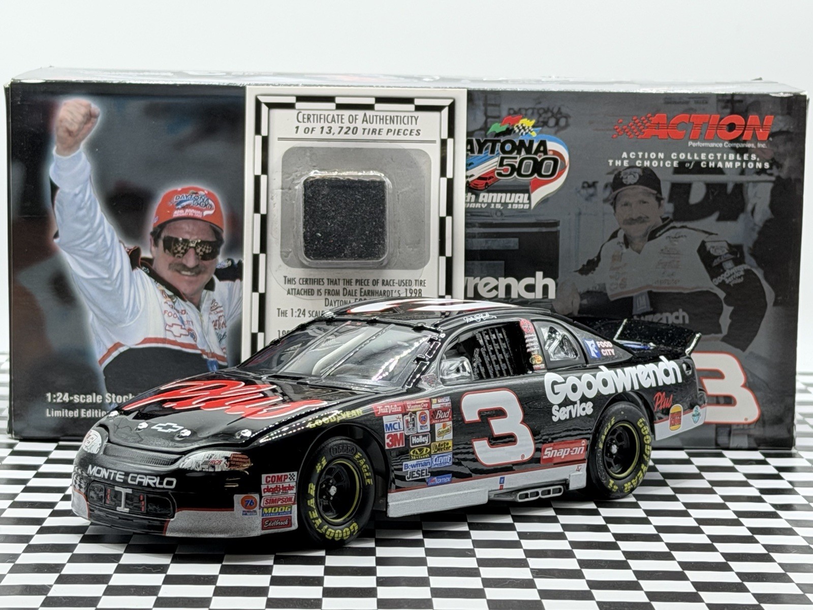 1998 Dale Earnhardt Goodwrench Daytona 500 Win Raced Version W/ Tire RCCA 1/24
