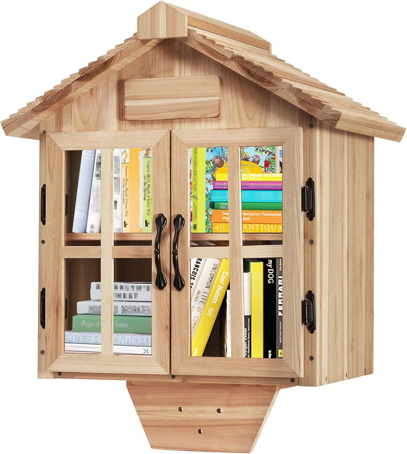 Little Library Box Outdoor Free Library Kit, Updated Double Doors Literature Lit Little Library Box Outdoor Free Library Kit, Updated Double Doors Literature Lit