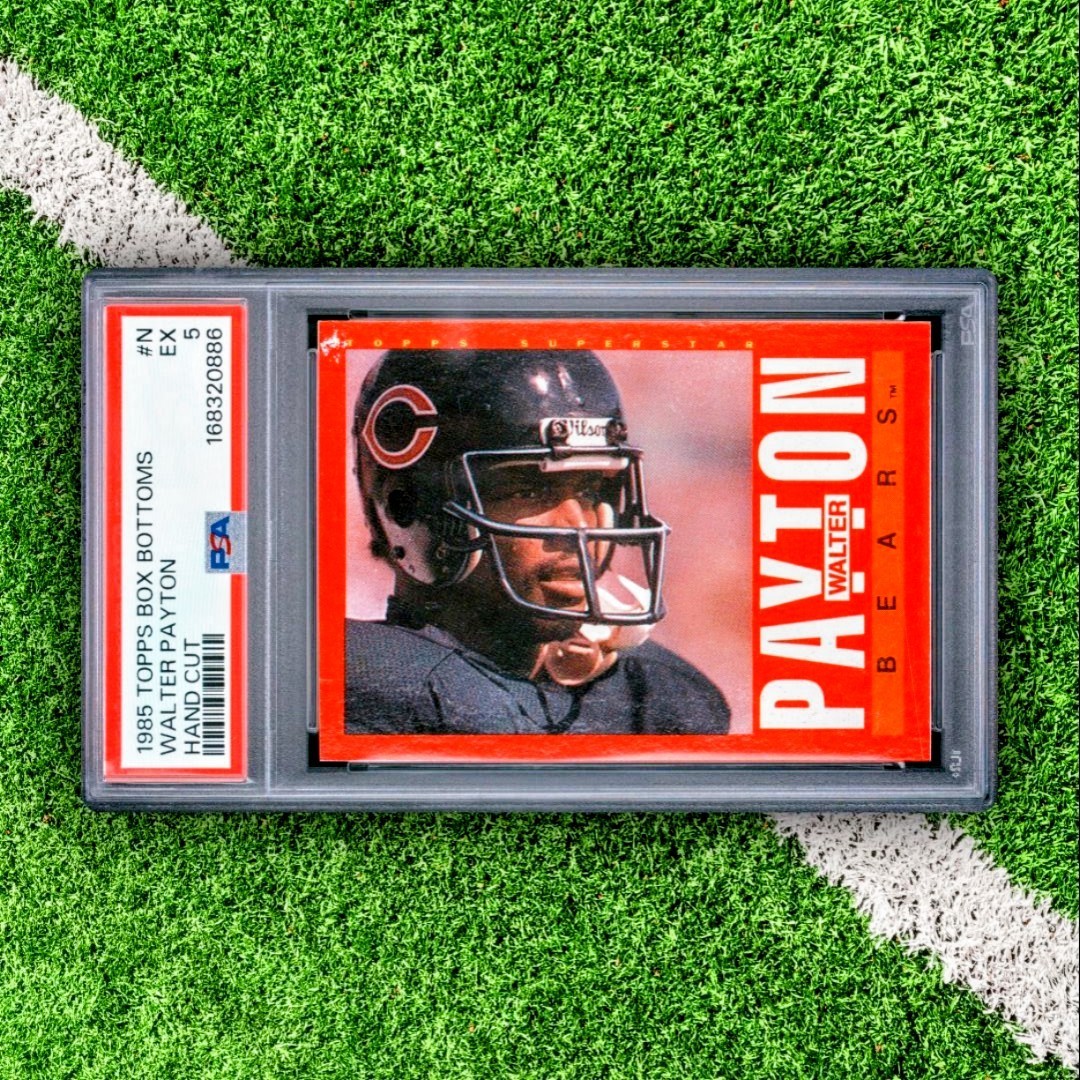 1985 TOPPS BOX BOTTOM WALTER PAYTON PSA 5 #N BEARS 1985 TOPPS BOX BOTTOM WALTER PAYTON PSA 5 #N BEARS