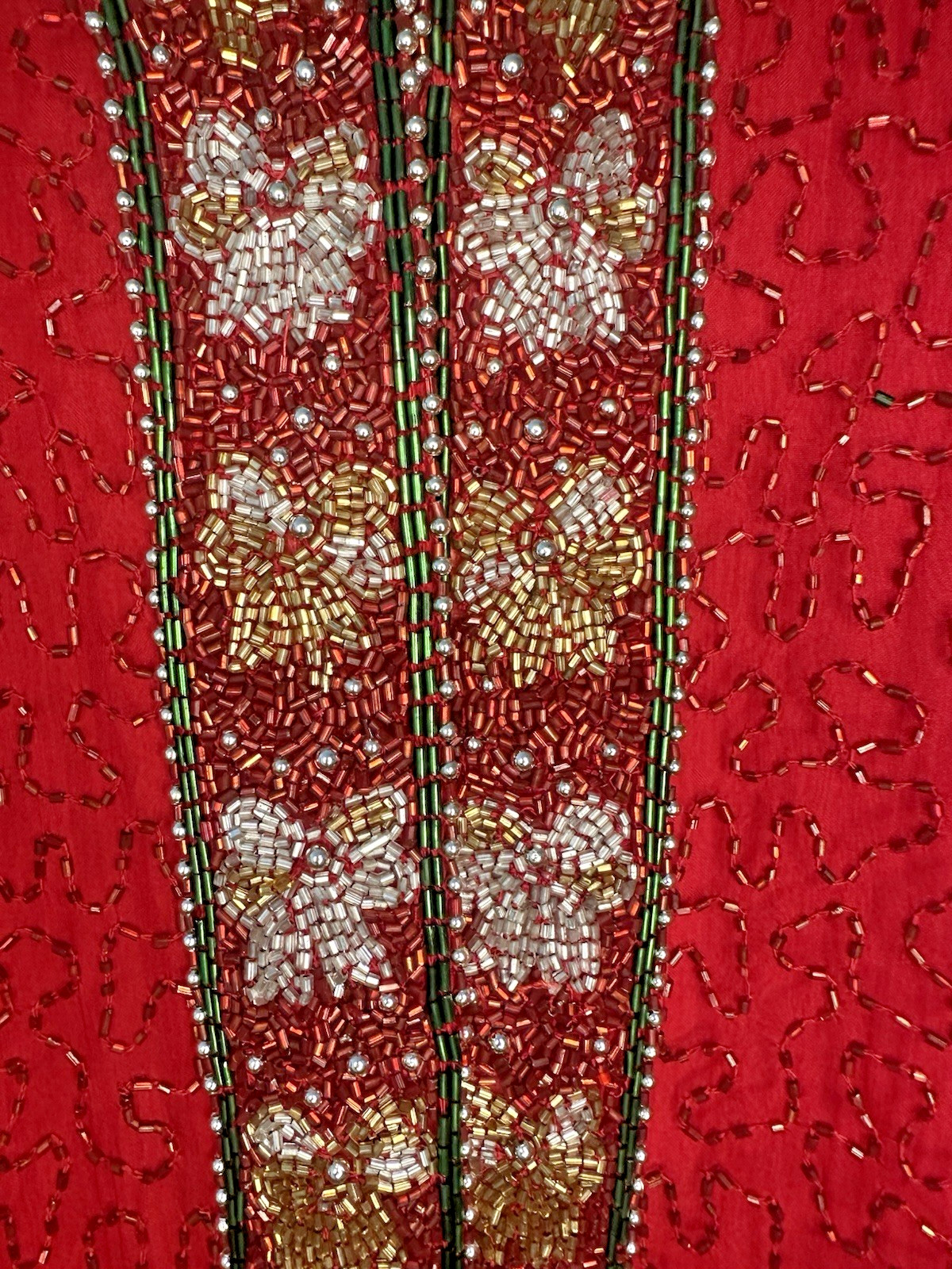 Vintage Beaded Jacket Laurence Kazar XL Red Silk Evening Dress Coat Stunning