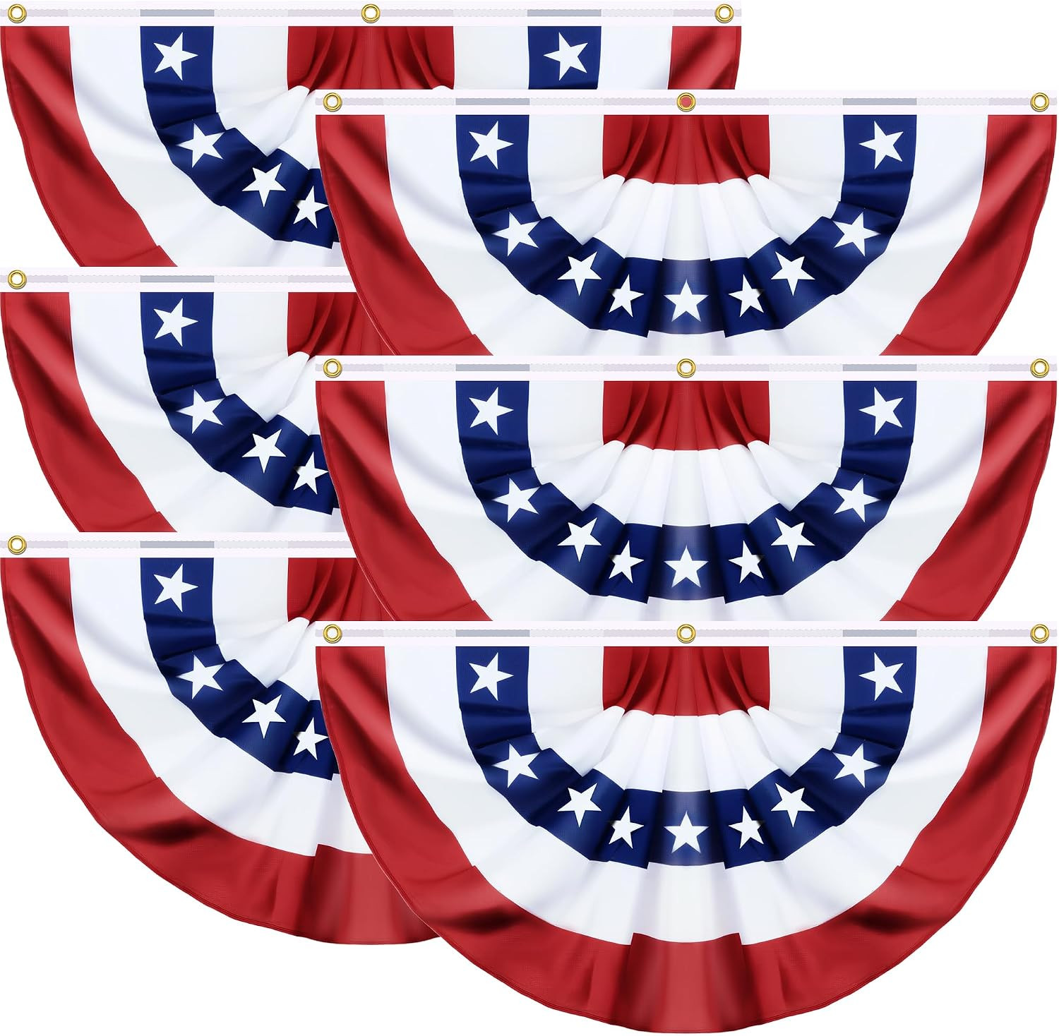 6 Pack 1.5X3 FT American Bunting Flag 4Th of July Decorations, USA Pleated Fan 6 Pack 1.5X3 FT American Bunting Flag 4Th of July Decorations, USA Pleated Fan