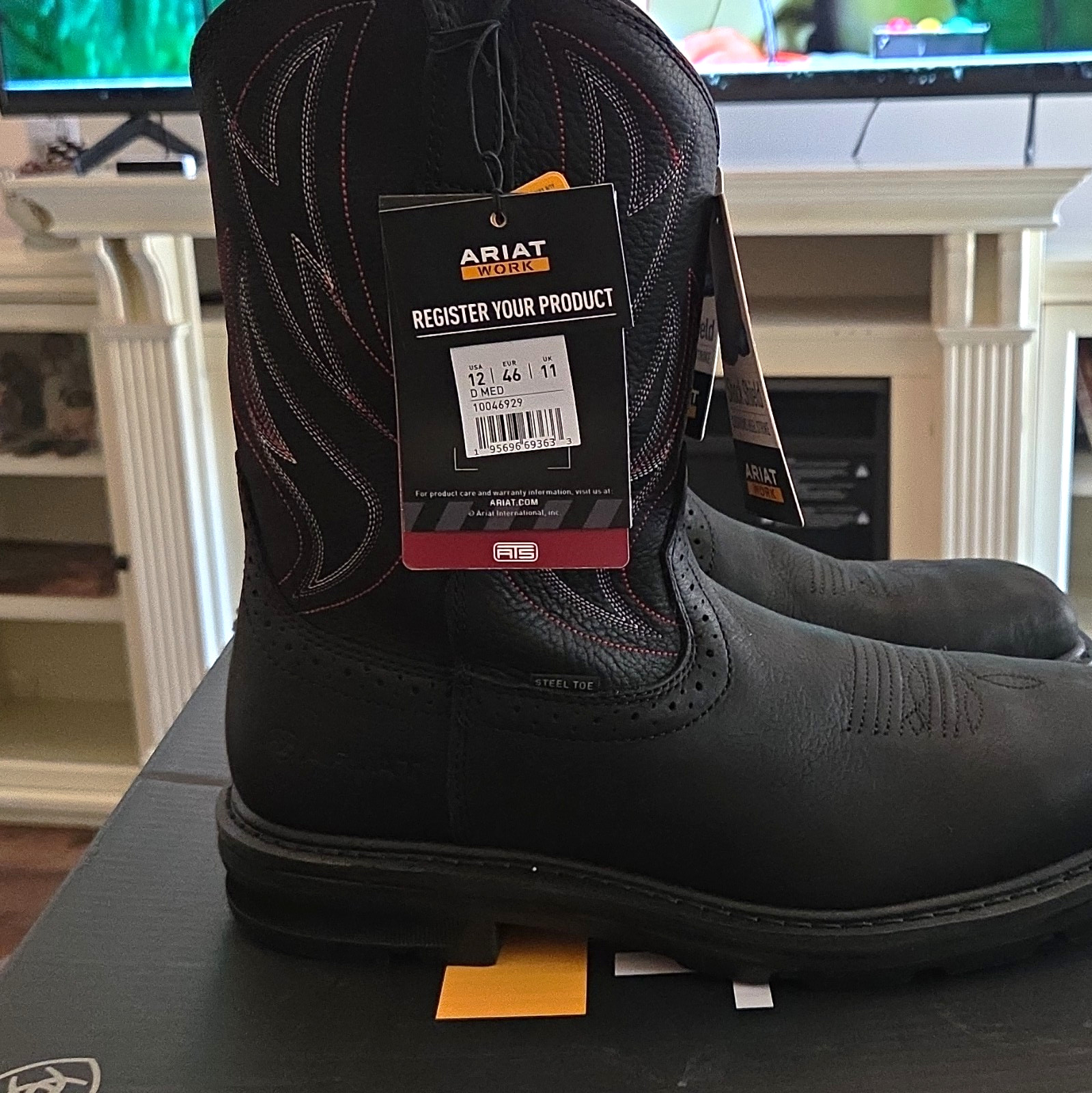 Ariat WorkHog Shock Shield EH Steel Toe Pull-On Work Boots Black 12D Ariat WorkHog Shock Shield EH Steel Toe Pull-On Work Boots Black 12D